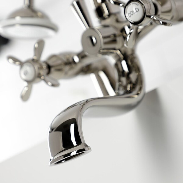 KS247PN Deck Mount Clawfoot Tub Faucet With Hand Shower, Polished Nickel